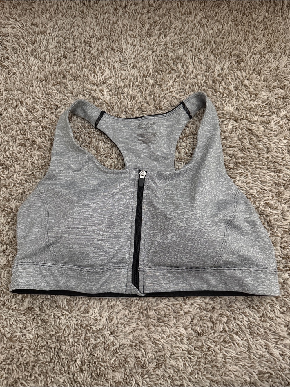tek gear Gray Front-Zip Racerback Sports Bra